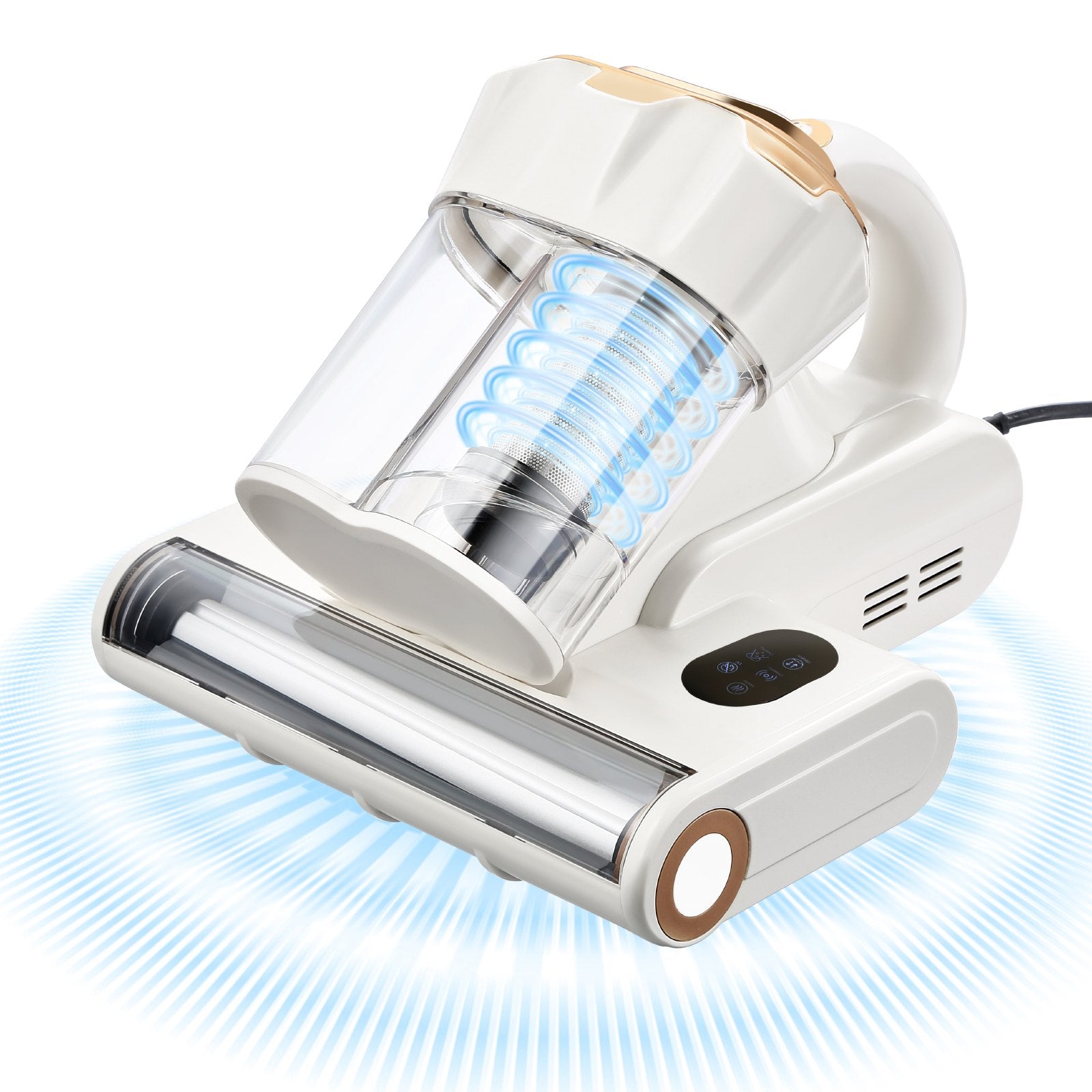 Mattress Vacuum Cleaner, 550W Bed Vacuum Cleaner With 18Kpa Powerful Suction And Dual Dust Bin, HEPA Filter & Heating, Ultrasound Tech & Cleaning Lights, Handheld For Bed, Sofa, Corded, White